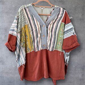 BLUE VELVET PATCHWORK TOP